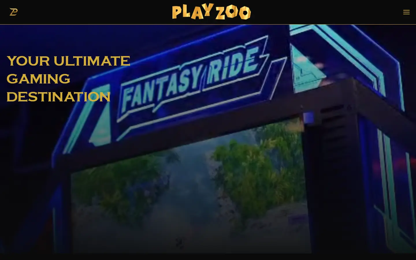 The PlayZoo website: Your ultimate gaming destination, over footage of the venue.